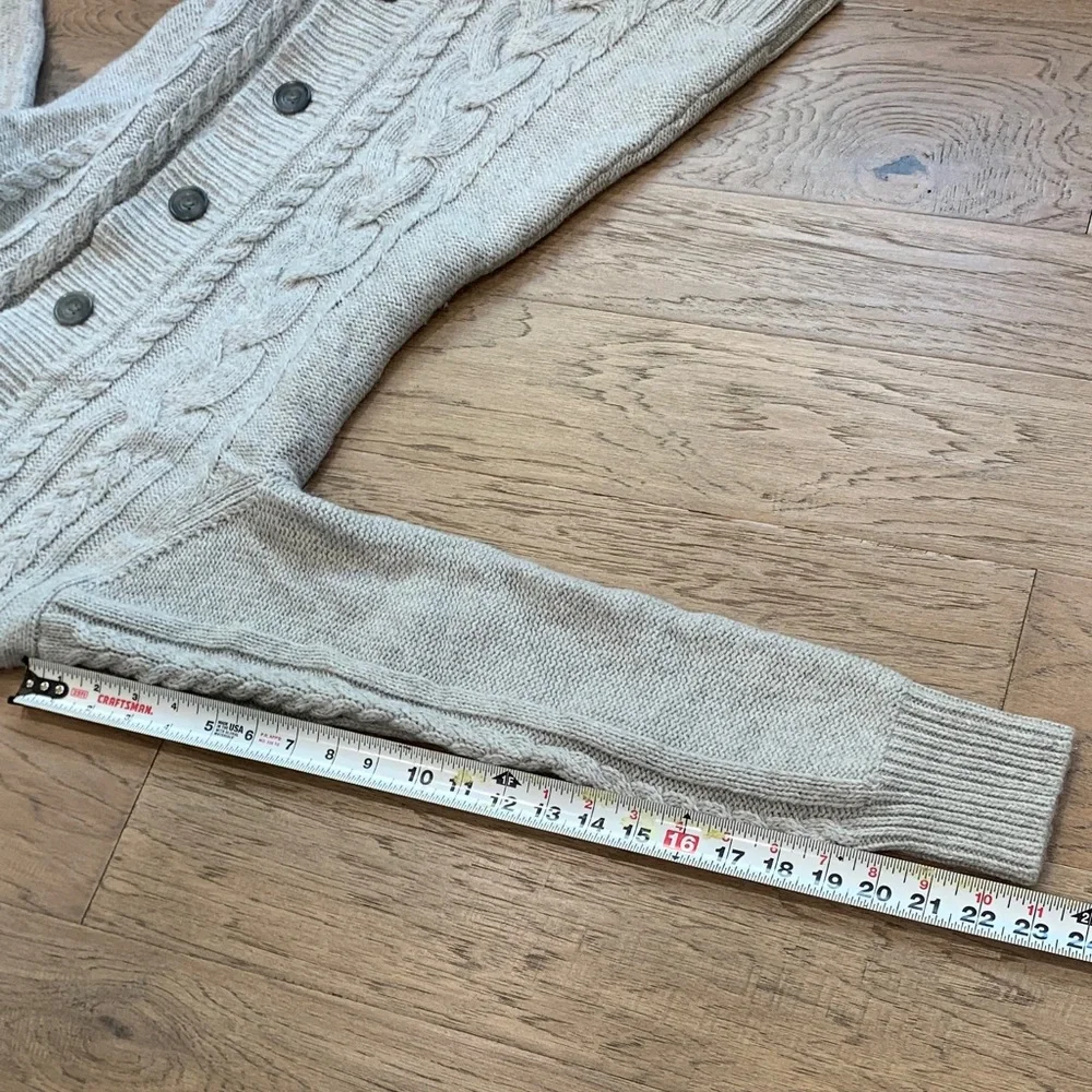 Eddie Bauer Cream Cable Knit Button Cardigan Wool/Alpaca Size Medium - Picture 7 of 9